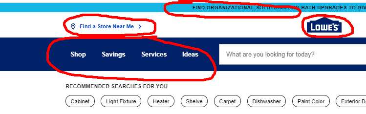 Lowe's home page colors